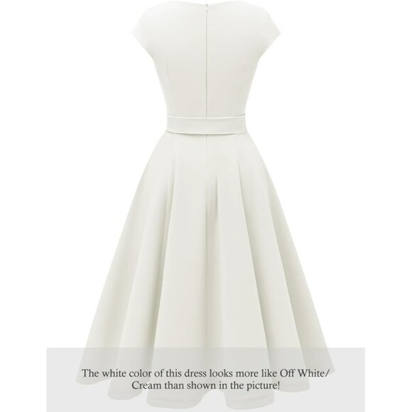 Dresstells Women's White Modest Vintage Cocktail Formal Party Evening Dresses - Picture 4 of 7